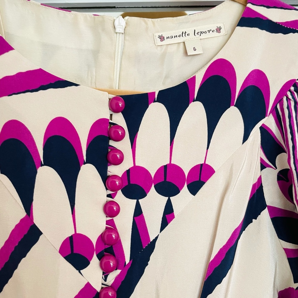 LAST CHANCE Nanette Lepore SILK Printed Mod Dress - Picture 4 of 10